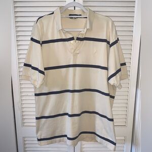 Nautica Men's Polo Shirt with Cream and Navy Stripes vintage men’s size XL
